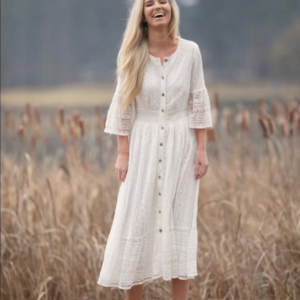 White Polagram Lace Dress